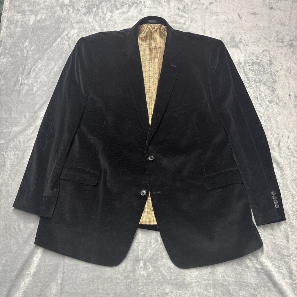 Saddlebred Corduroy Blazer Men’s 52R Black Cotton Western 2 Button Lined